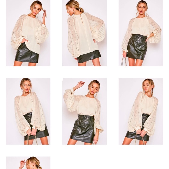 SEQUIN BALLOON SLEEVE CRINKLE CHIFFON BLOUSE - Picture 5 of 5